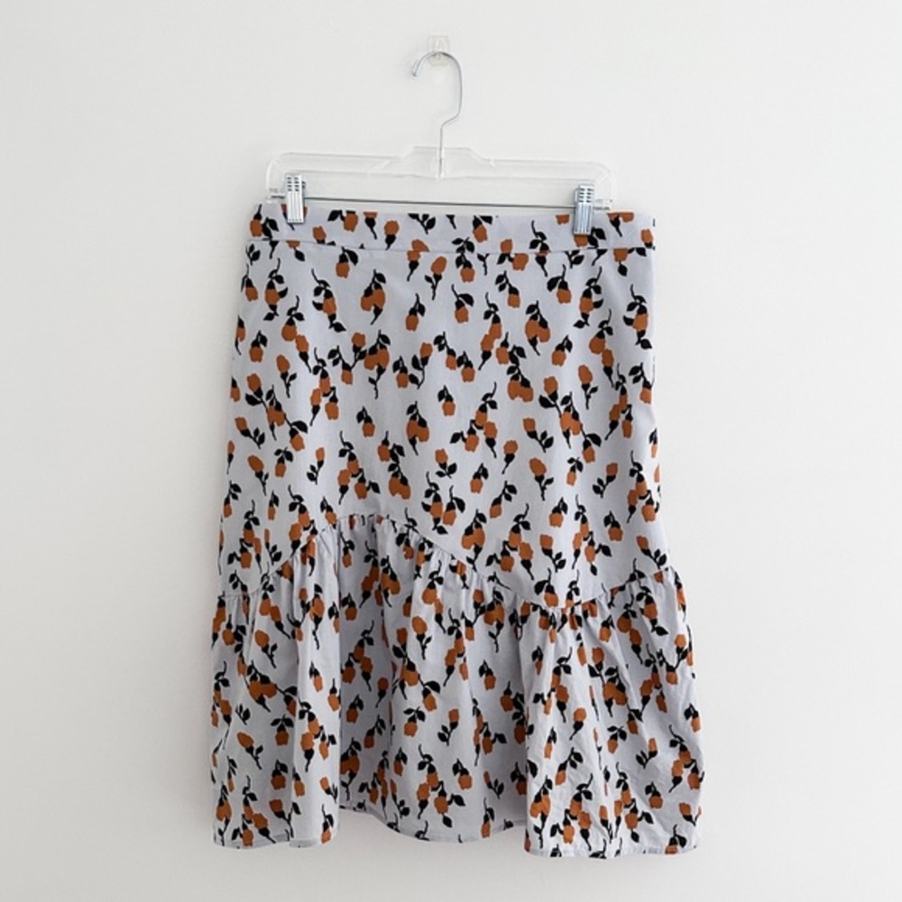 Code X Mode Cotton Floral Skirt Blue Black Amber With Ruffle Flounce Size Large